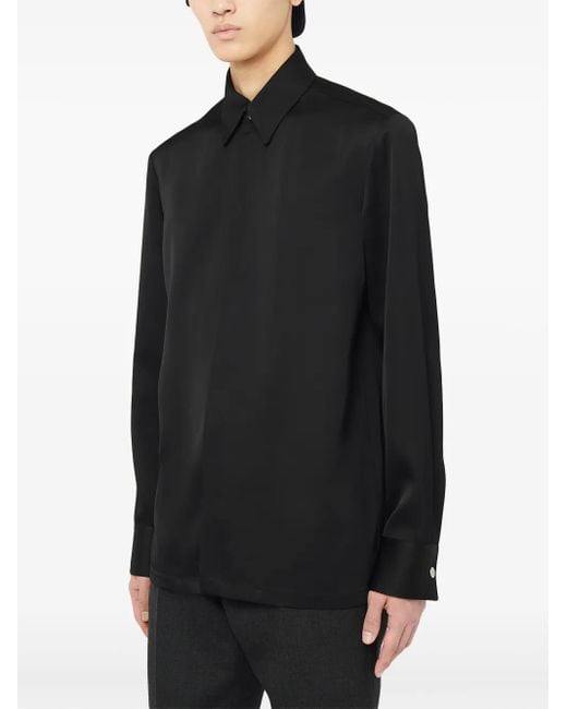 Jil Sander Black Concealed-Buttons Shirt for men
