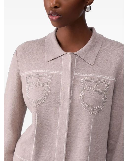 Liu Jo White Knit Jacket With Beads