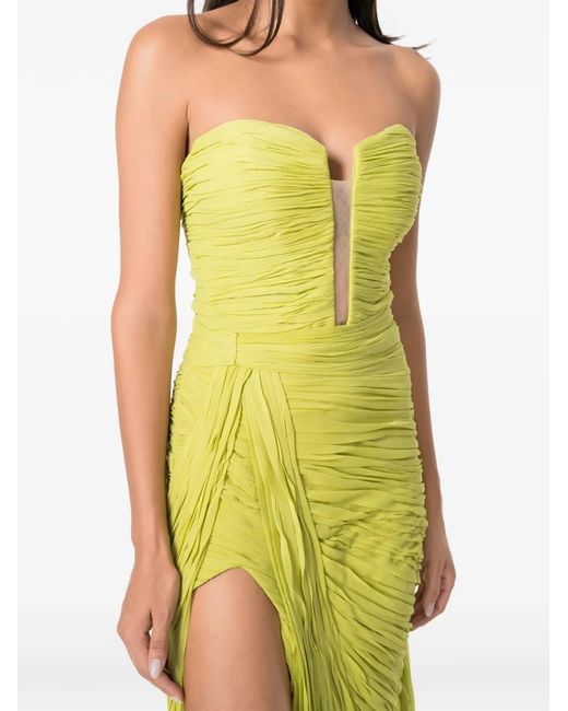NORINA ST Yellow Viva Ruched Strapless Maxi Dress