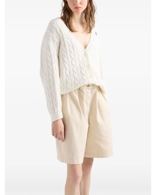 Prada White Cable-Knit Cotton Cardigan