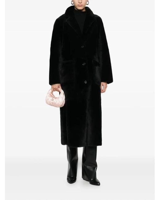 Arma Black Lambskin Single-Breasted Coat