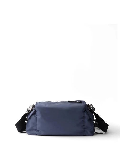 Prada Blue Explore Re-Nylon And Leather Bag for men