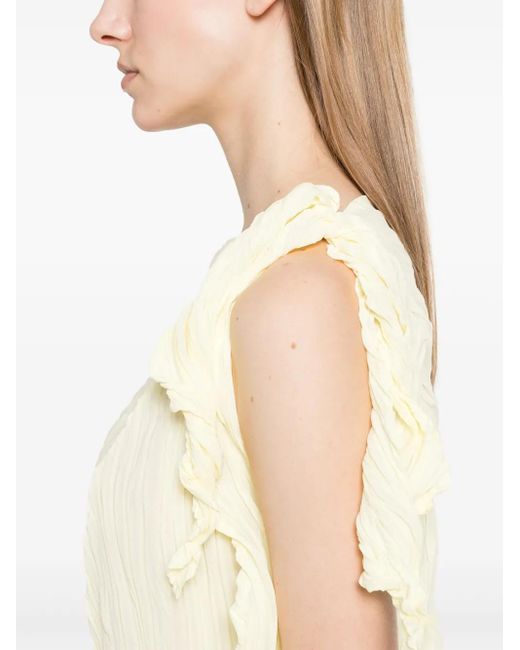 Issey Miyake Natural Wrinkled Twisted Blouse