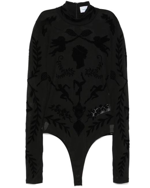 Casablanca Black Devoré-Effect Bodysuit