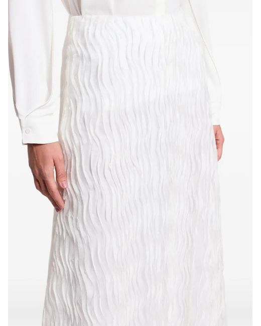 Peserico White Ruffled Midi Skirt