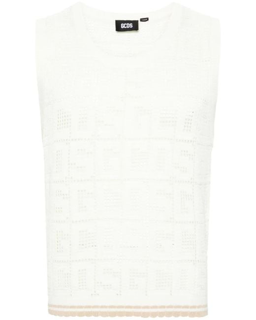Gcds White Monogram Macramé Sleeveless Jumper for men