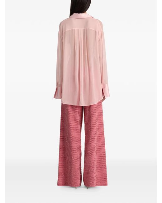 Alice + Olivia Pink Finely Button-Up Shirt
