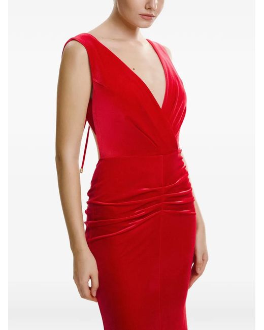 Lita Couture Red Vianne V-Neck Maxi Dress