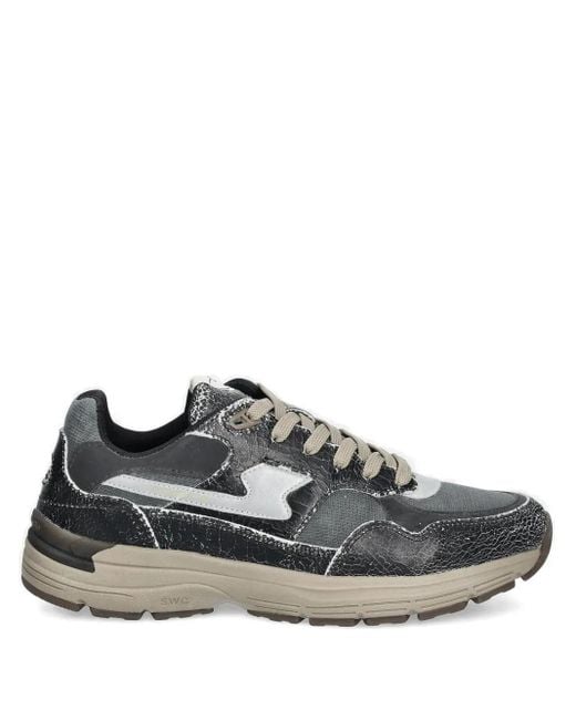 Stepney Workers Club Sneakers Van Gebarsten Leer in het Gray