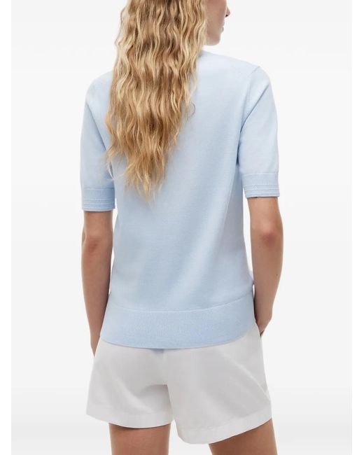 Tommy Hilfiger Blue Short-Sleeve Logo-Embroidered Top