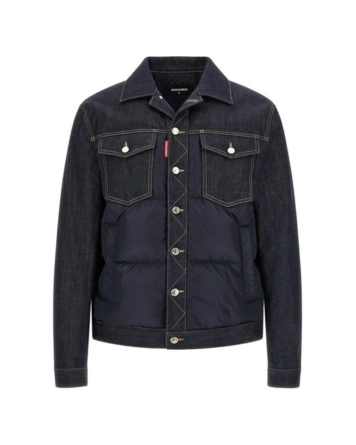 DSquared² Blue Hybrid Puffer Jacket for men