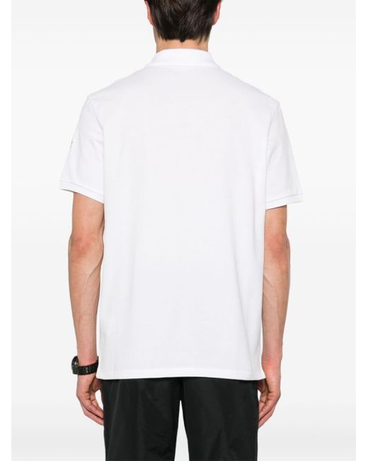 Moncler White Polo Shirt With Logo Motif for men