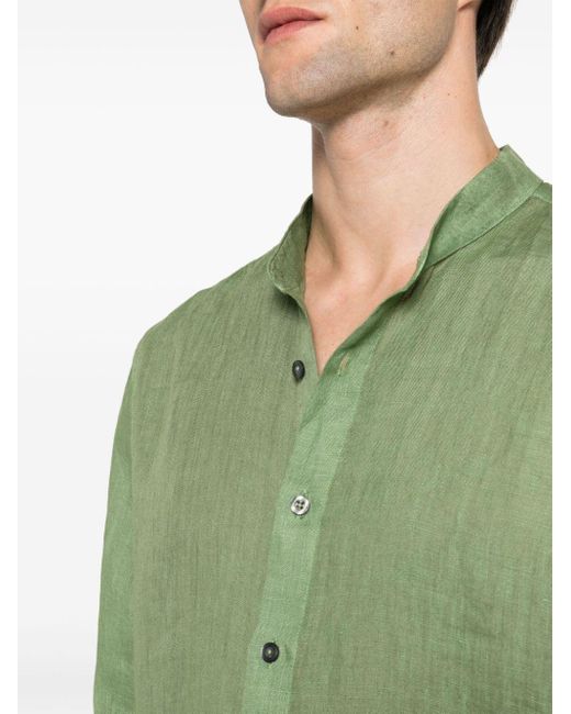 Camisa con cuello mao 120% Lino de hombre de color Green