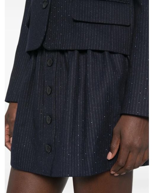 Maje Blue Striped Button-Front Mini Skirt