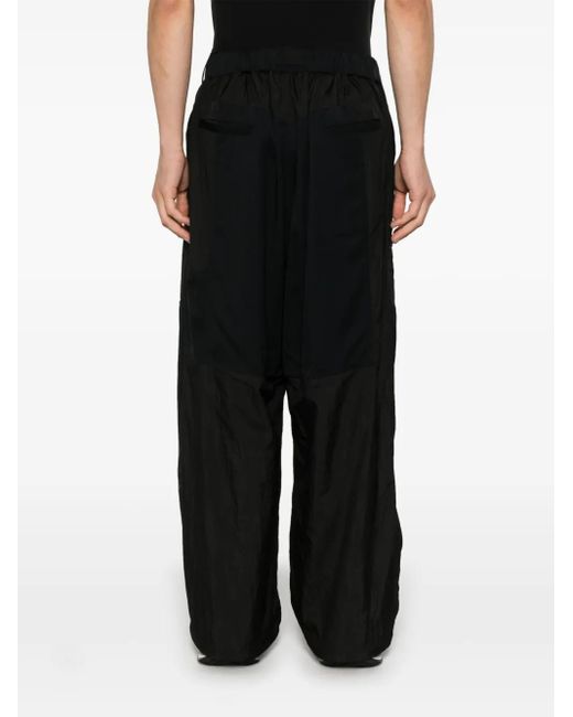 Y-3 Black Logo-Print Wide Track Pants for men