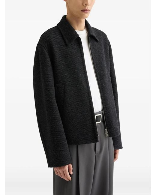 Jil Sander Black Textured Wool Jacket for men