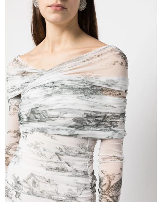 Philosophy Di Lorenzo Serafini Gray Side Gathered-Detail Midi Dress
