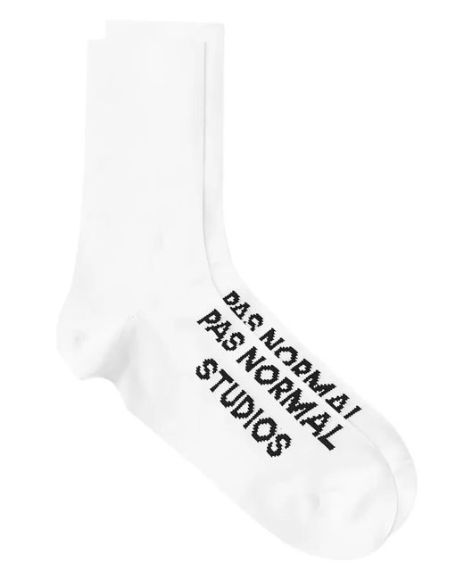 Pas Normal Studios White Logo-Intarsia Socks for men