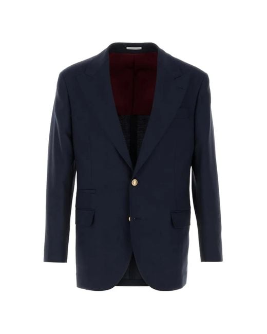 Brunello Cucinelli Blue Long-Sleeves Blazer for men