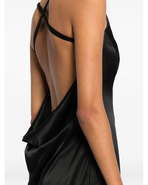 MITILIANE COUTURE Black Split Silk Maxi Dress