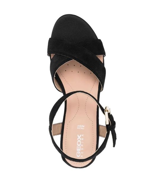 Geox Black Ischia Jute Wedge Sandals