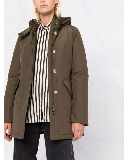 Woolrich Green Hooded Cotton-Blend Parka Coat