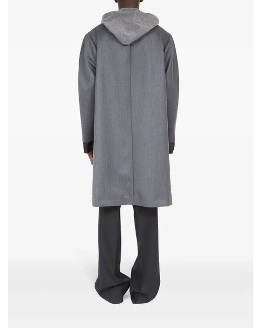 Maison Margiela Gray Single-Breasted Wool Coat With Contrasting Lapels And Cuffs for men