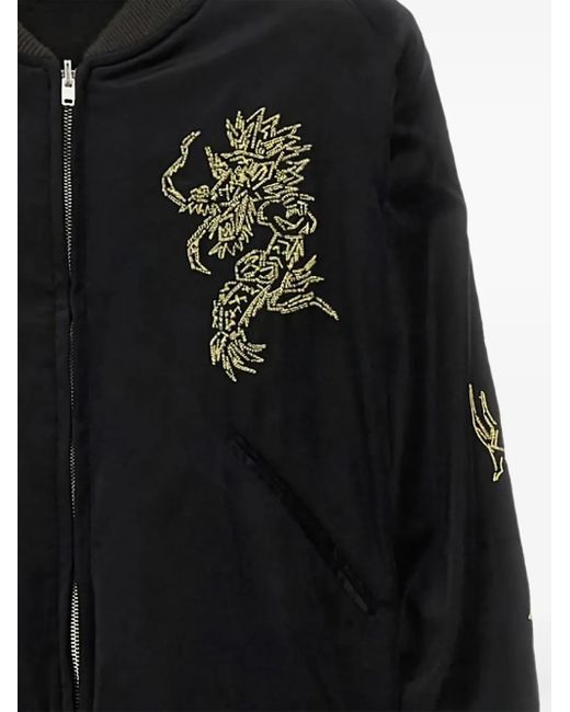 Sasquatchfabrix Black Dragon-Embroidered Bomber Jacket for men