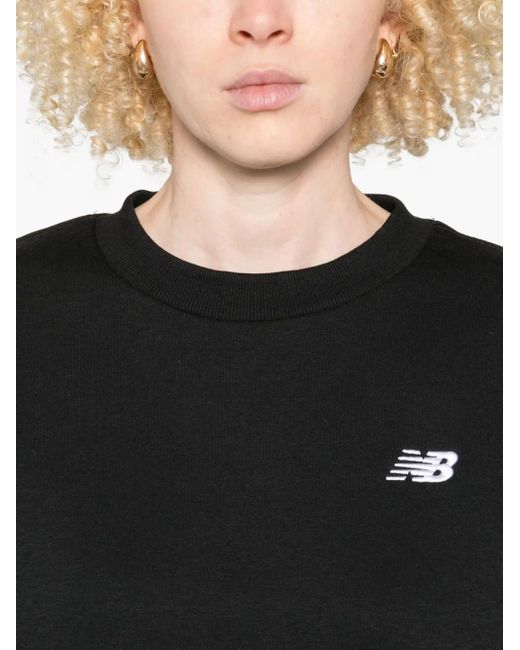 Felpa Girocollo Con Ricamo di New Balance in Black
