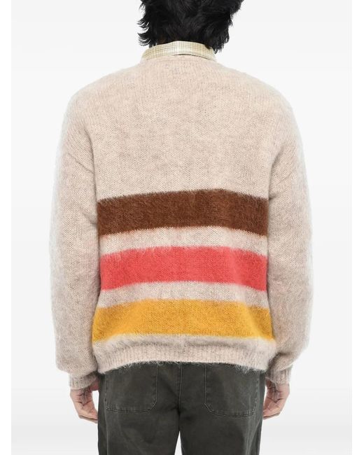 Woolrich Natural Striped Buttoned Cardigan for men