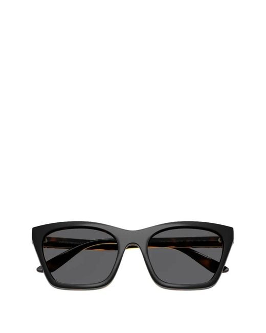 Emporio Armani Black Tortoiseshell-Effect Rectangle-Frame Sunglasses
