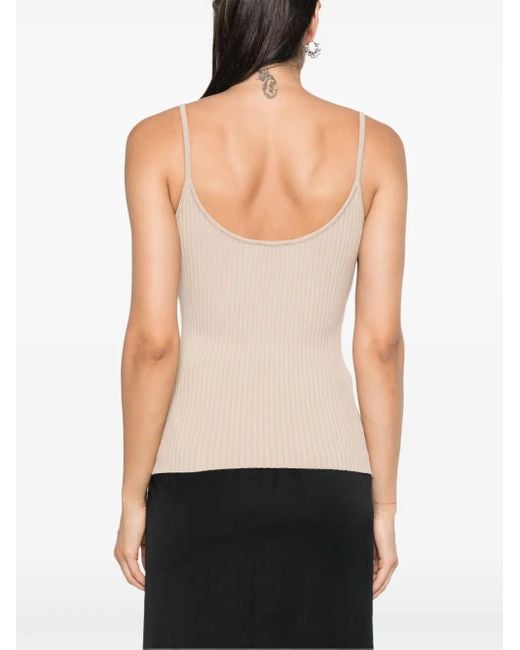 Courreges Reedition Geribbelde Top in het Natural