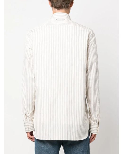 Golden Goose Deluxe Brand White Striped Cotton Button-Up Shirt for men