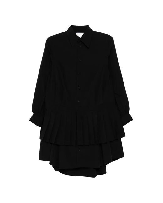 Noir Kei Ninomiya Black Robe-Chemise À Design Plissé