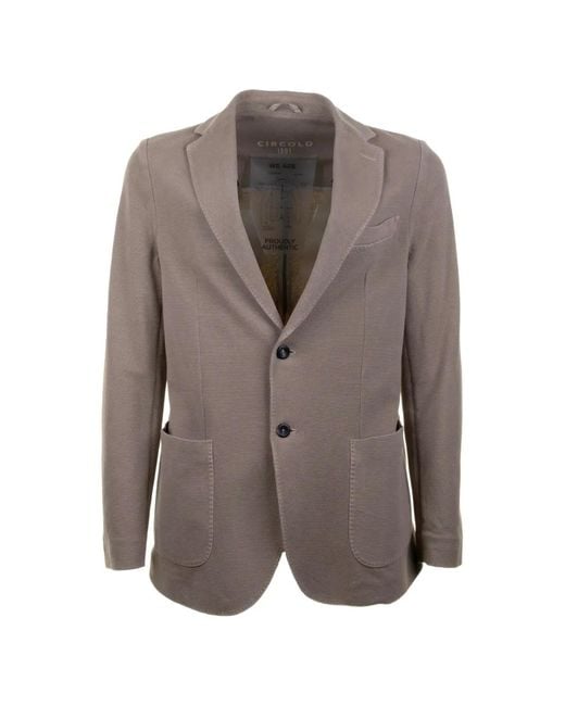 Circolo 1901 Brown Single-Breasted Oxford Blazer for men