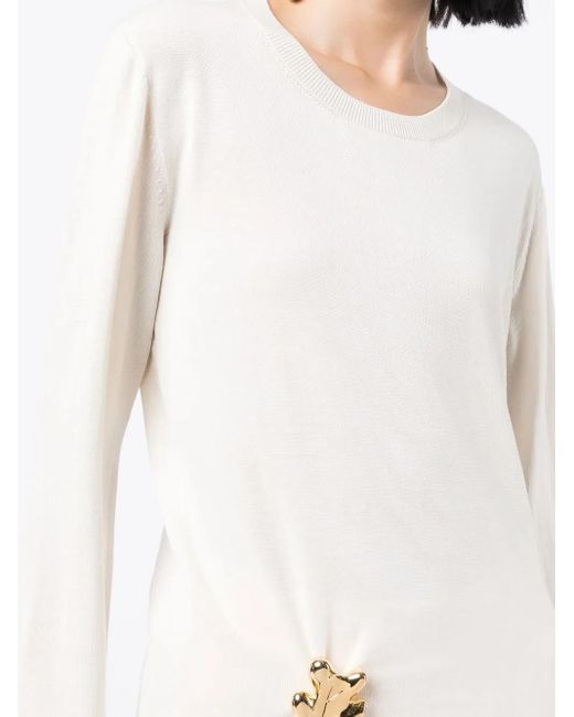 Jil Sander White Embellished Crew-Neck Jumper