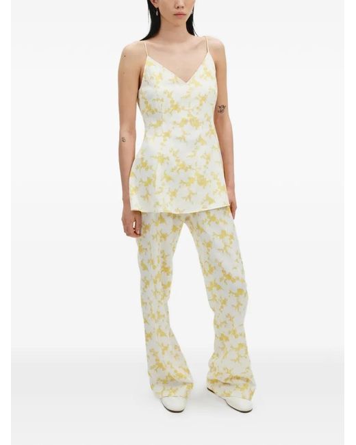 BITE STUDIOS White Floral-Print Spaghetti-Strap Top