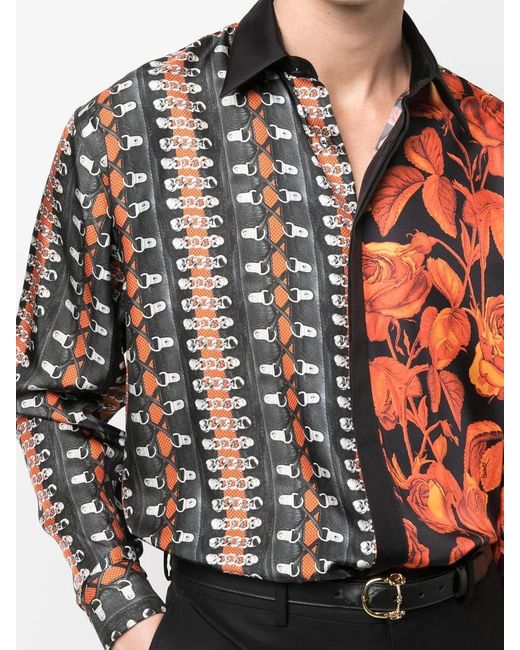 Camisa Con Diseño Patchwork Roberto Cavalli de hombre de color Black