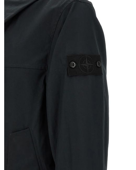 Stone Island Black 4100037 All-Weather Cotton Canvas S.I. Ghost Windproof And Breathable Hooded Jacket for men