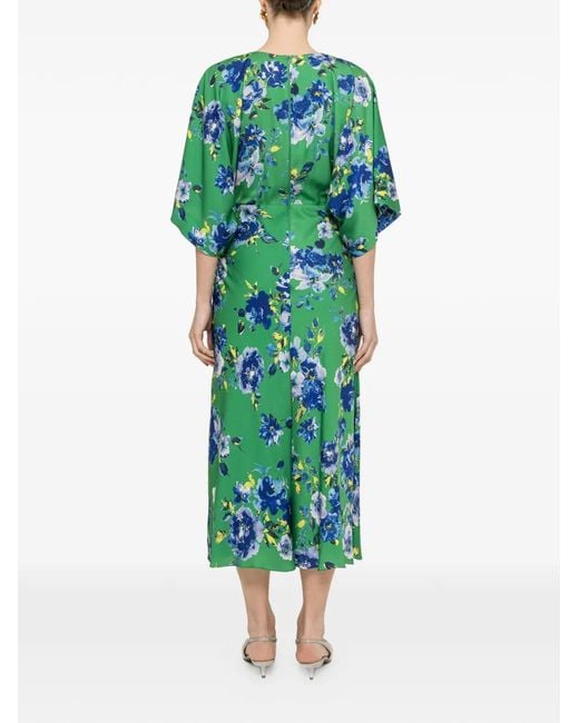 Nissa Green Printed Midi Dress