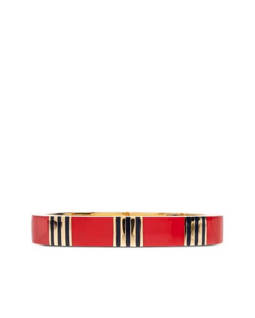 Tory Burch Red T Stripe Bangle Bracelet