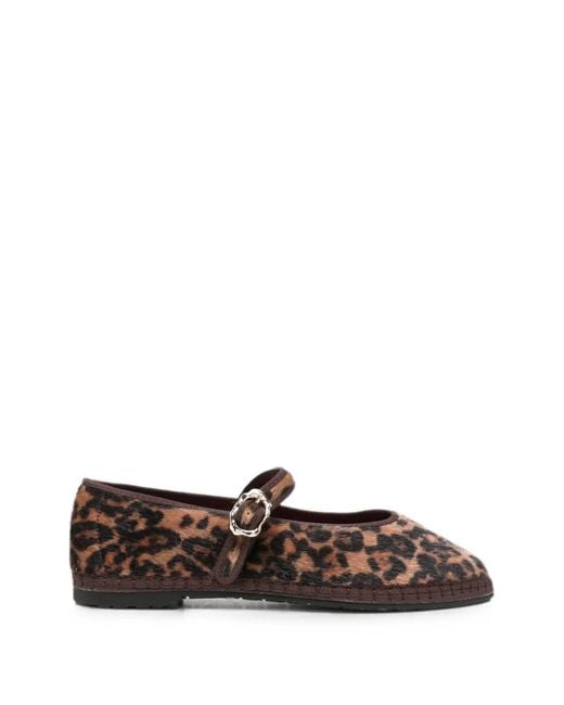 Flabelus White Pierre Leopard-Print Ballet Flats