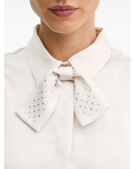 SIMONA CORSELLINI White Pussy-Bow Sleeveless Blouse
