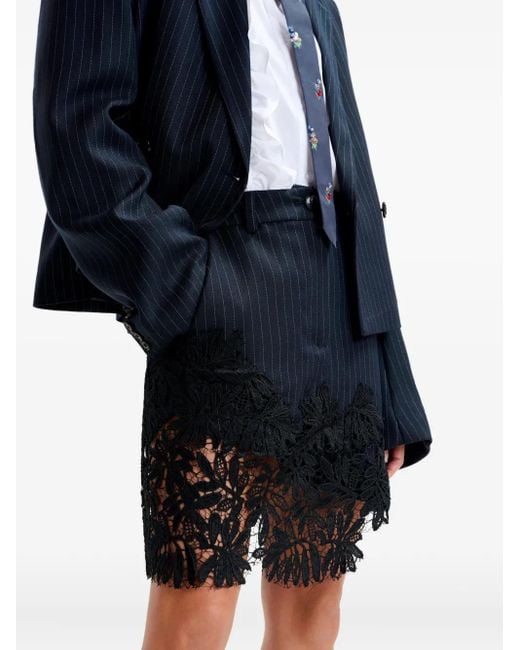 Essentiel Antwerp Asymmetrische Rok Met Kanten Afwerking En Krijtstreep in het Blue