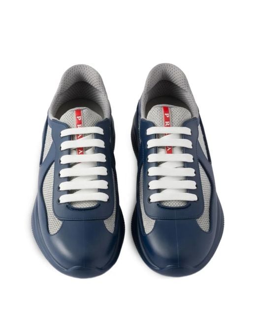 Prada Blue America's Cup Bike Fabric Badge Sneakers for men