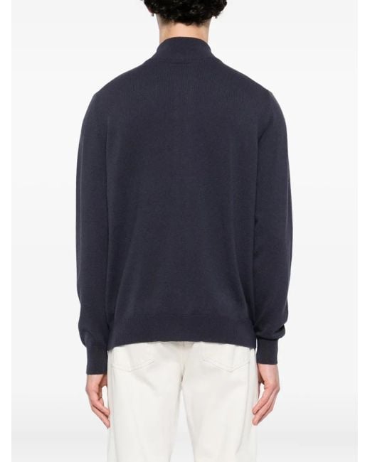 Kiton Blue Logo-Printed Jumper for men