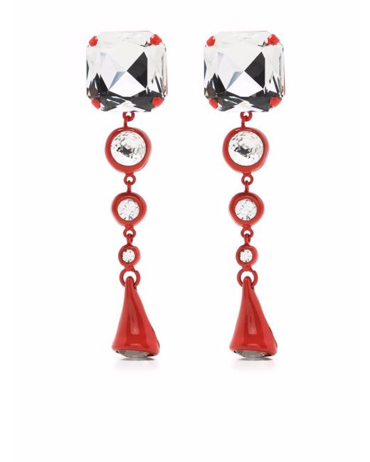 Marni Red Crystal-embellished Earrings