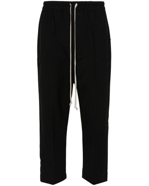 Rick Owens Black Pressed-crease Tapered-leg Trousers
