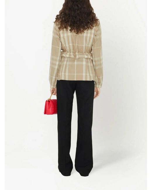 Burberry Natural Funnel-Neck Check Jacket