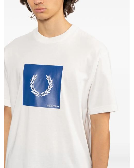 Fred Perry Blue Logo-Print T-Shirt for men